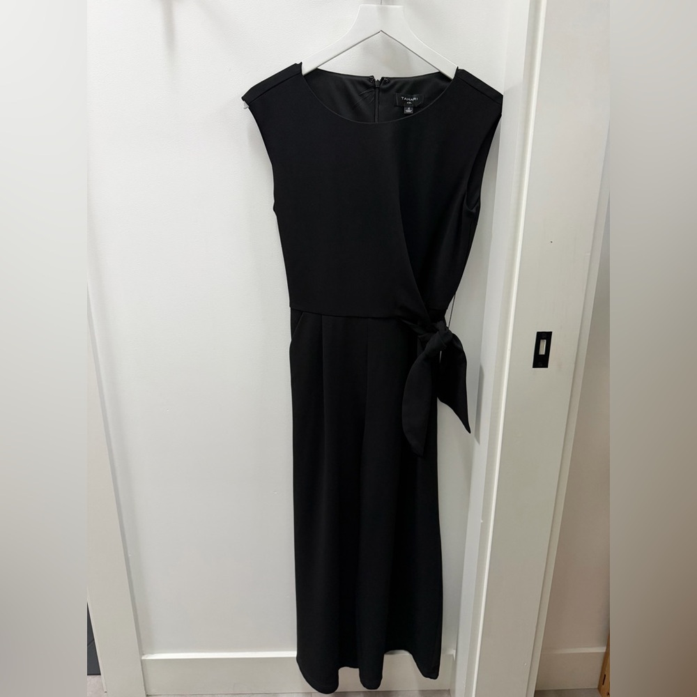 Tahari ASL Black wide leg jumpsuit with Tie Detail